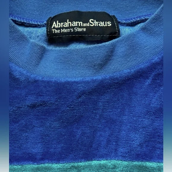 Vintage 80’s Abraham & Straus Velour Striped Long Sleeve - Picture 4 of 5